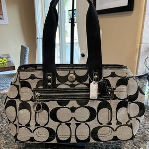 Black, Gray, and Pink Coach Bag